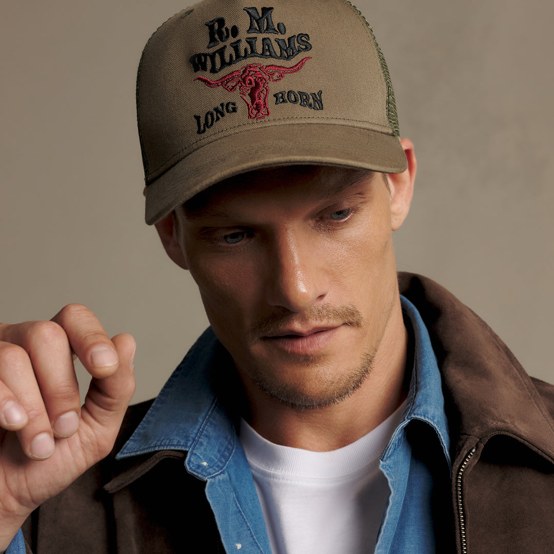 R M Williams Mens RMW Longhorn Trucker Cap