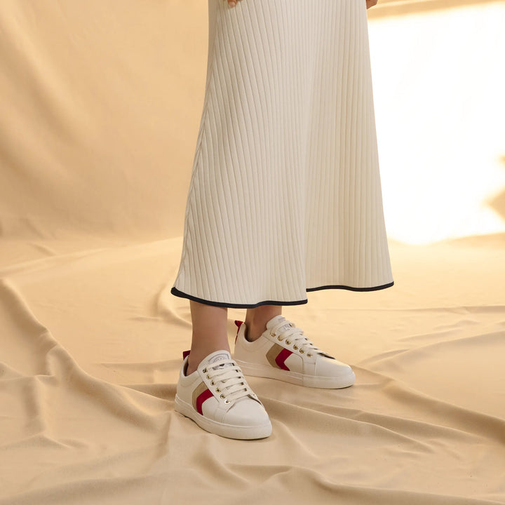 Fairfax & Favor Ladies Limited Edition Cherry/Stone Alexandra Trainer