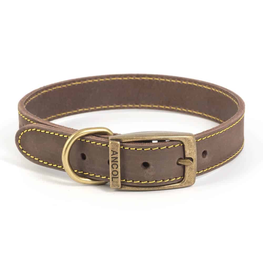 Ancol Timberwolf Leather Dog Collar#Light Brown