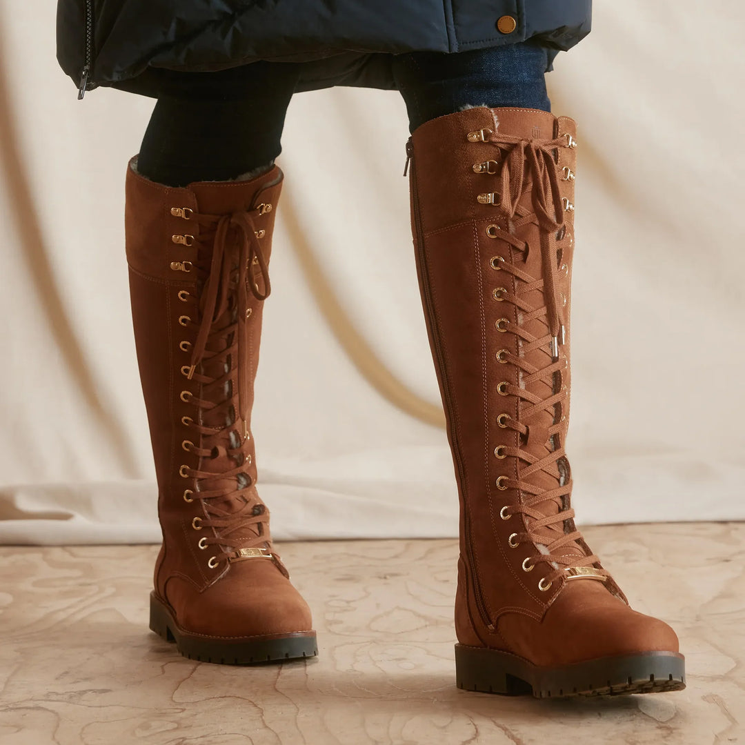 Fairfax & Favor Ladies Knee High Shearling Lined Anglesey Boot