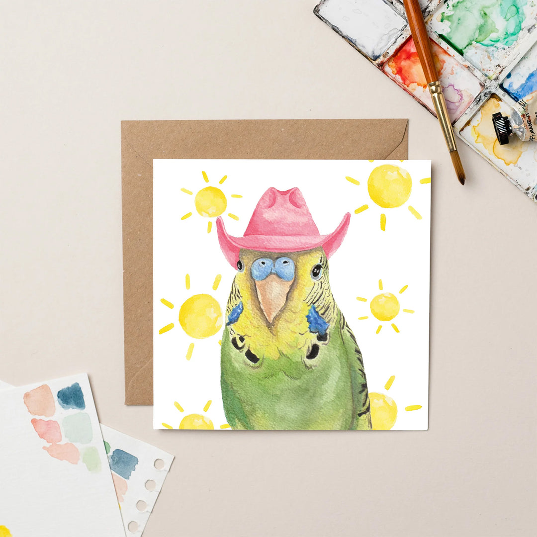 Lil Wabbit Cowboy Bird Card