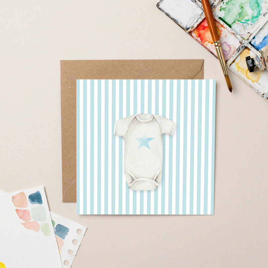 Lil Wabbit Baby Grow Blue Star Blue Stripes