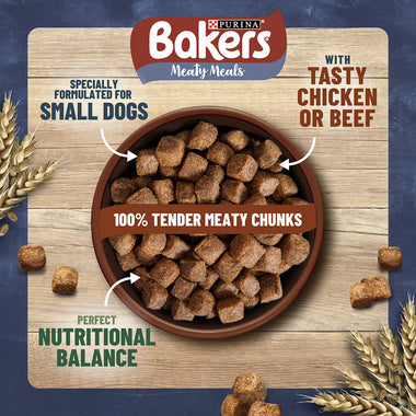 Bakers Meaty Meals Small Dog Food Rich in Beef