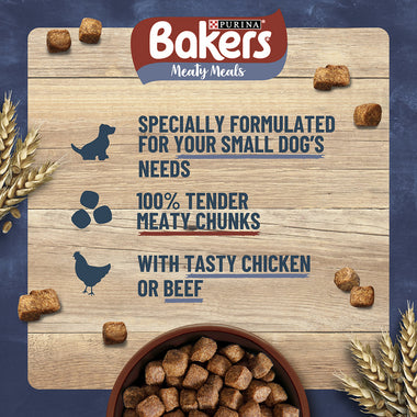 Bakers Meaty Meals Small Dog Food Rich in Chicken
