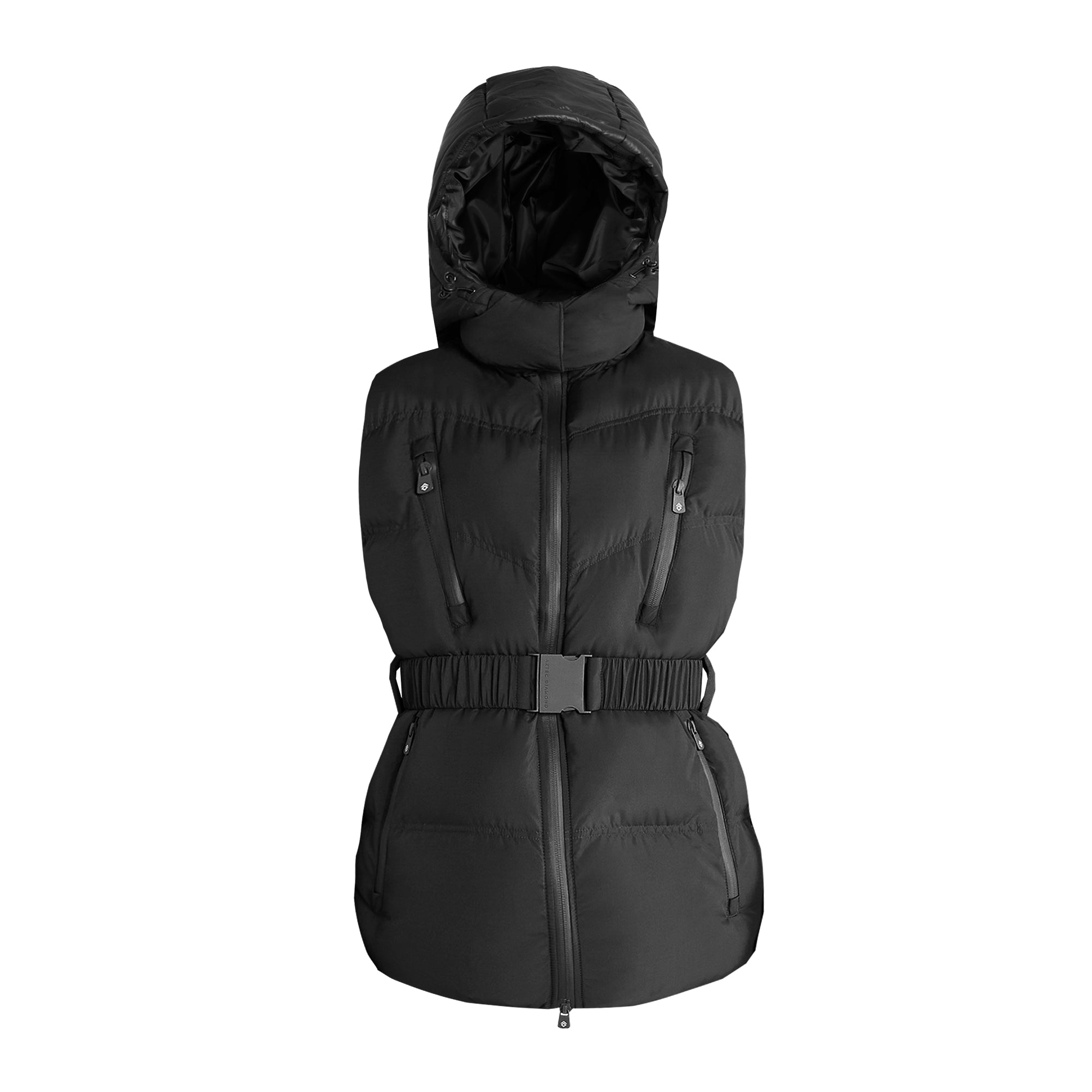 Aztec Diamond Ladies Premium Belted Quilted Gilet - Black | Millbry Hill