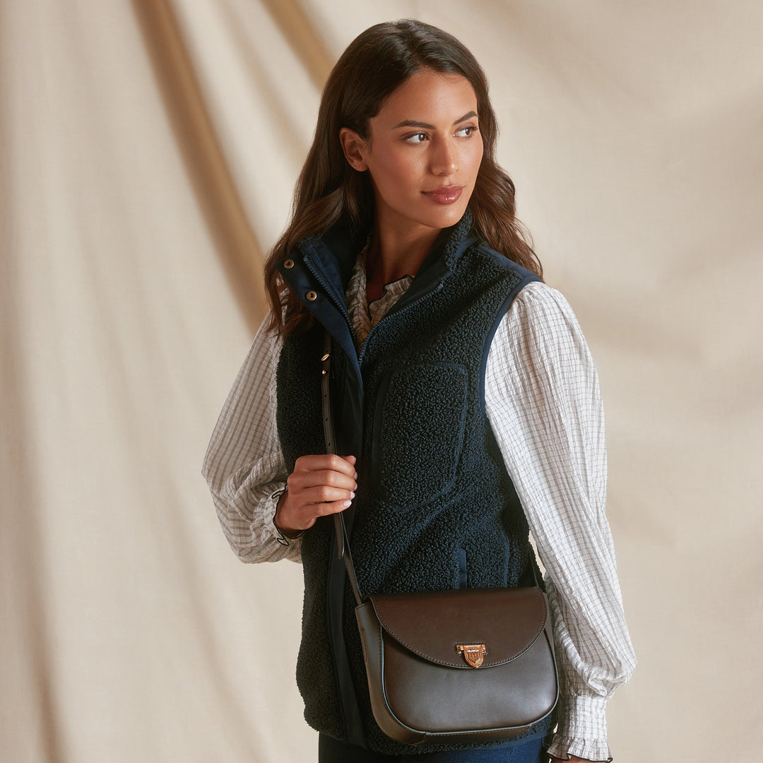 Fairfax & Favor Ladies Mahogany Leather Mini Blenheim Handbag