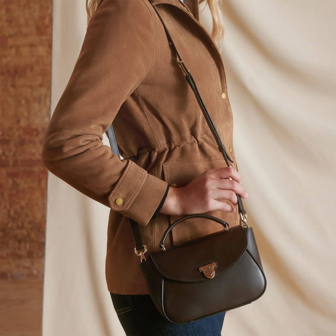 Fairfax & Favor Ladies Mahogany Leather Mini Blenheim Handbag