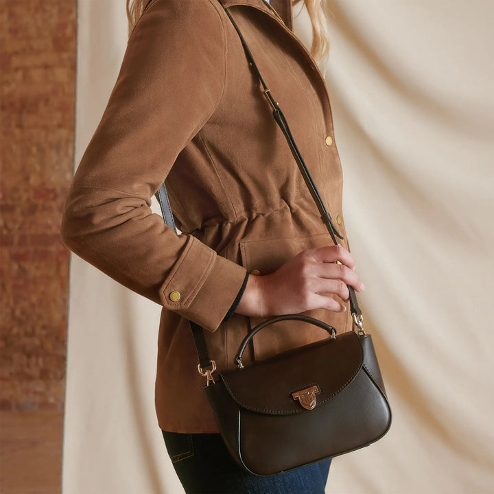 Fairfax & Favor Ladies Mahogany Leather Mini Blenheim Handbag