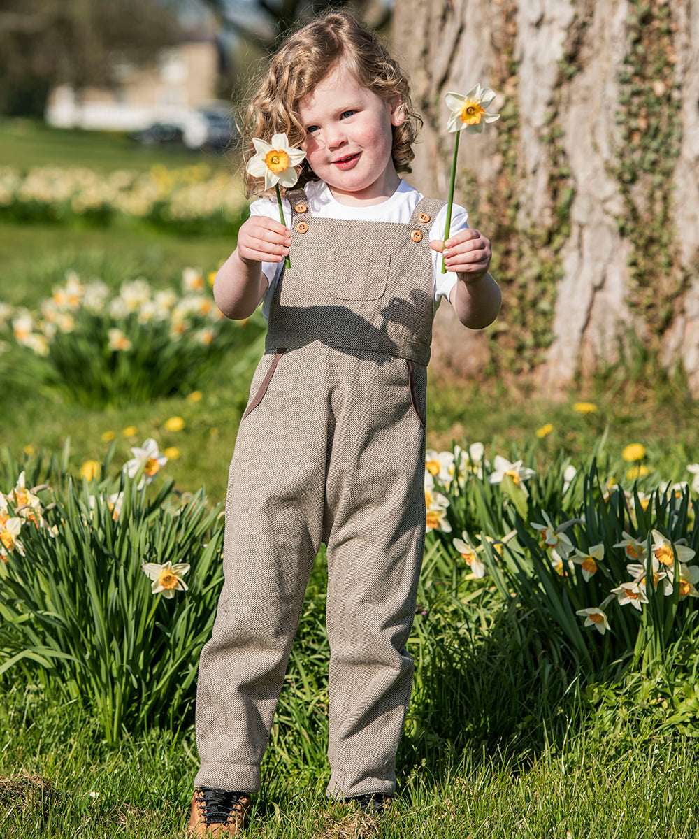 Boy wearing The Little Stamford dungarees