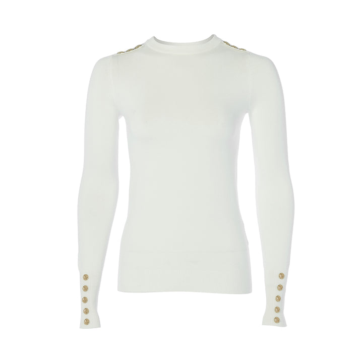 Holland Cooper Ladies Buttoned Knit Crew Neck Jumper