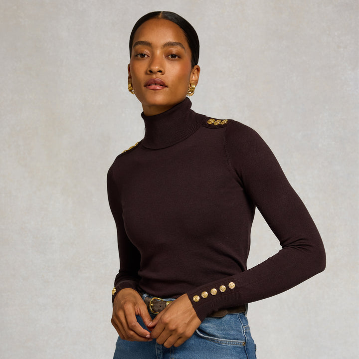 Holland Cooper Ladies Buttoned Knit Roll Neck