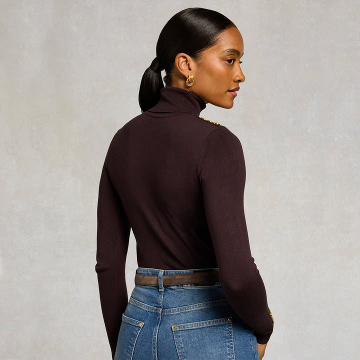 Holland Cooper Ladies Buttoned Knit Roll Neck