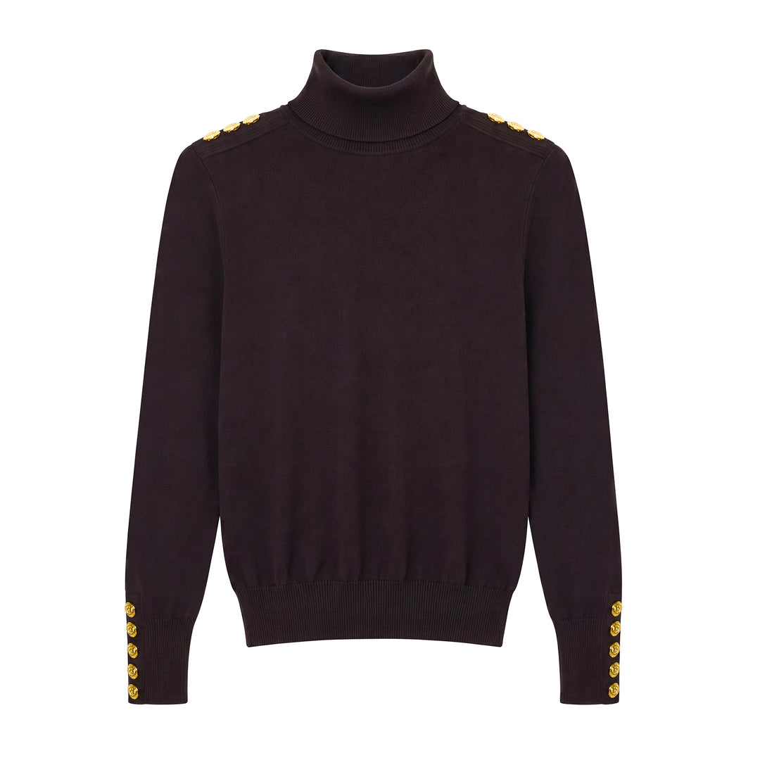 Holland Cooper Ladies Buttoned Knit Roll Neck