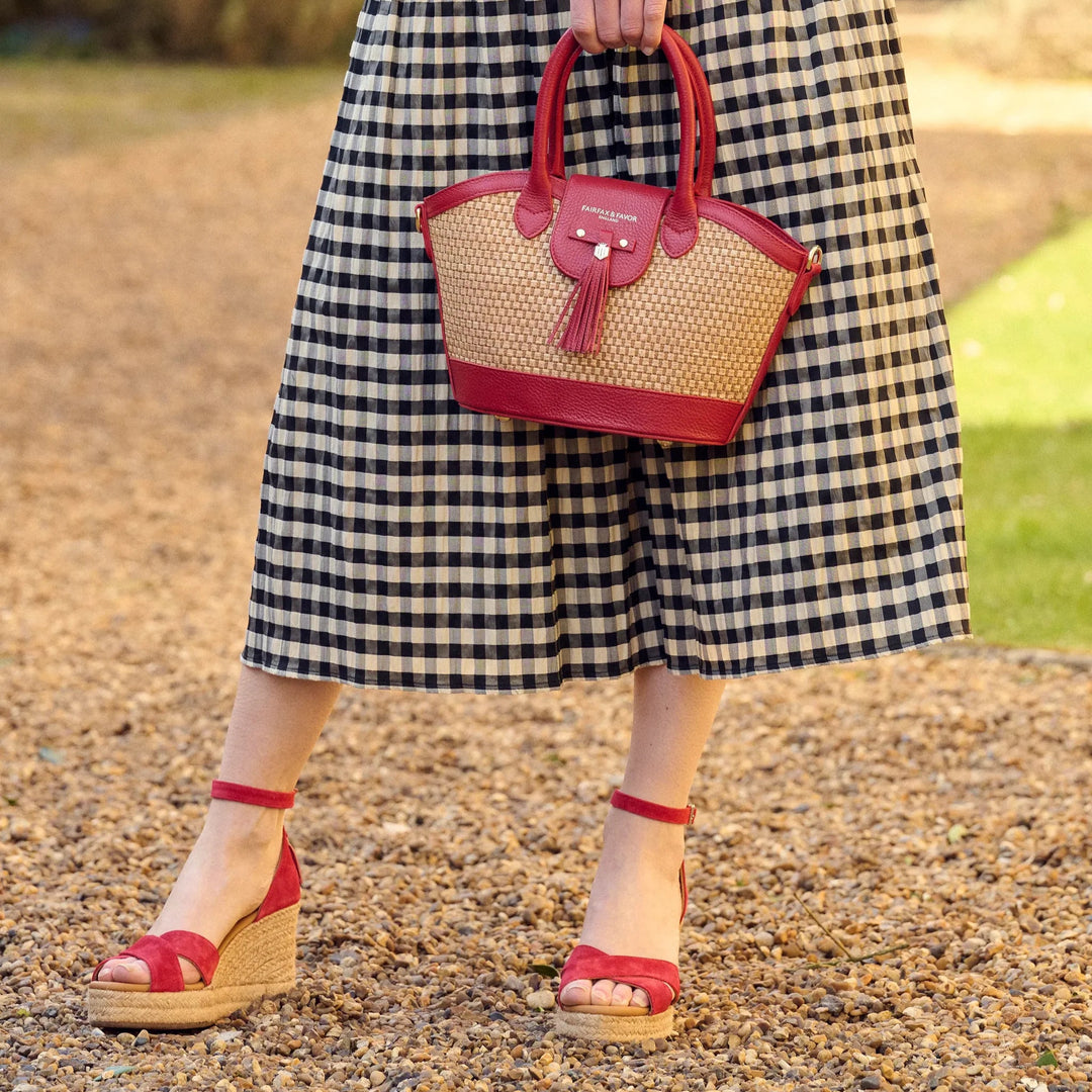 Fairfax & Favor Ladies Limited Edition Cherry Suede Valencia Wedges