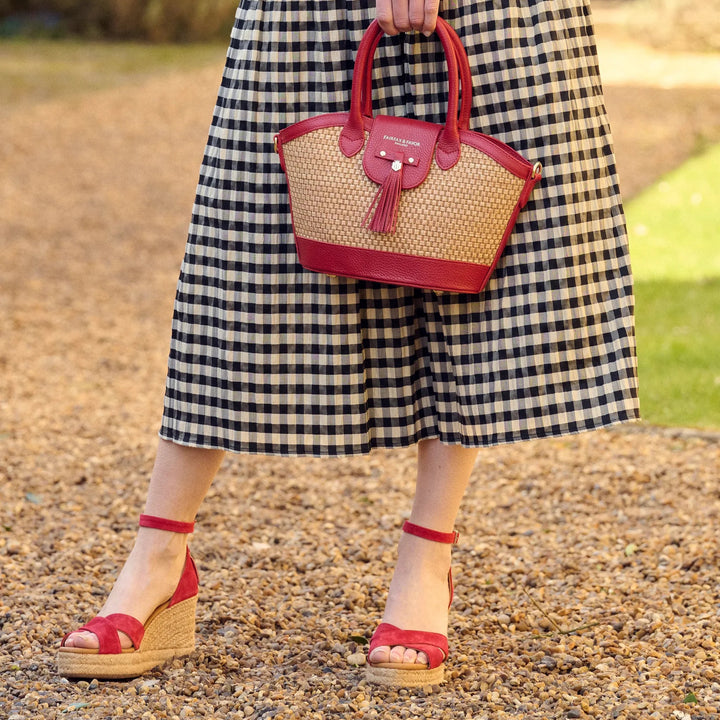 Fairfax & Favor Ladies Limited Edition Cherry Suede Valencia Wedges