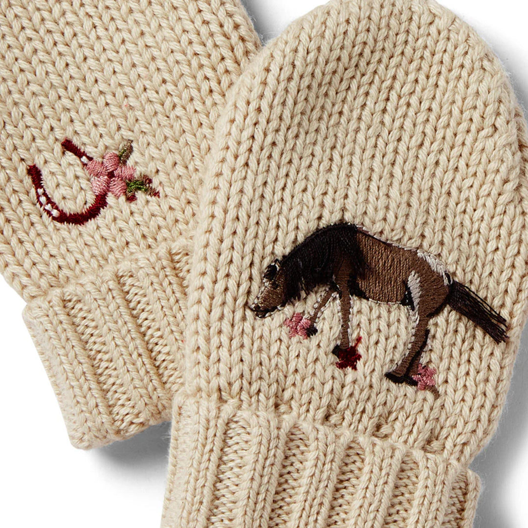 Eleanor Charles The Horseshoe Floral Knit Mittens