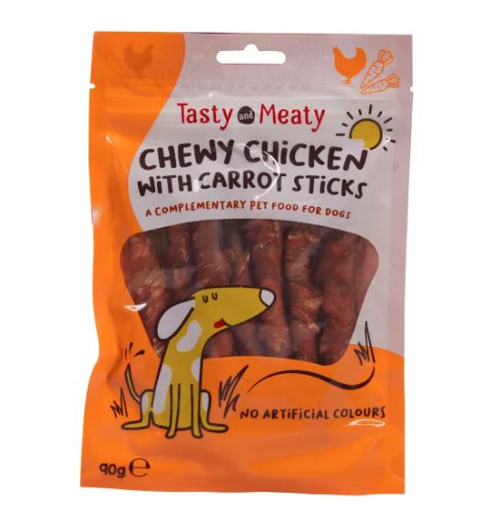 Tasty and Meaty Chewy Chicken With Carrot Stick Dog Treats