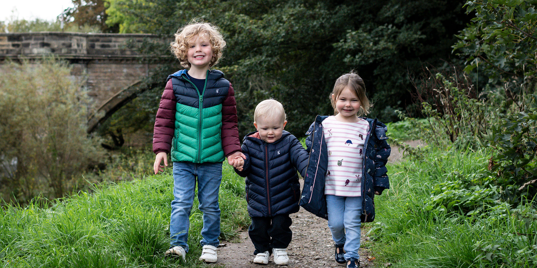 Kids wearing new Joules clothing
