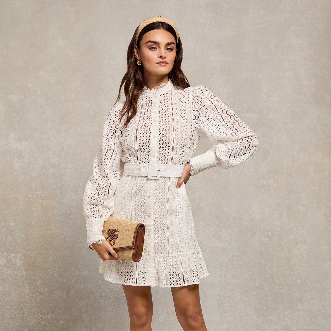 Holland Cooper Ladies Collarless Broderie Mini Dress