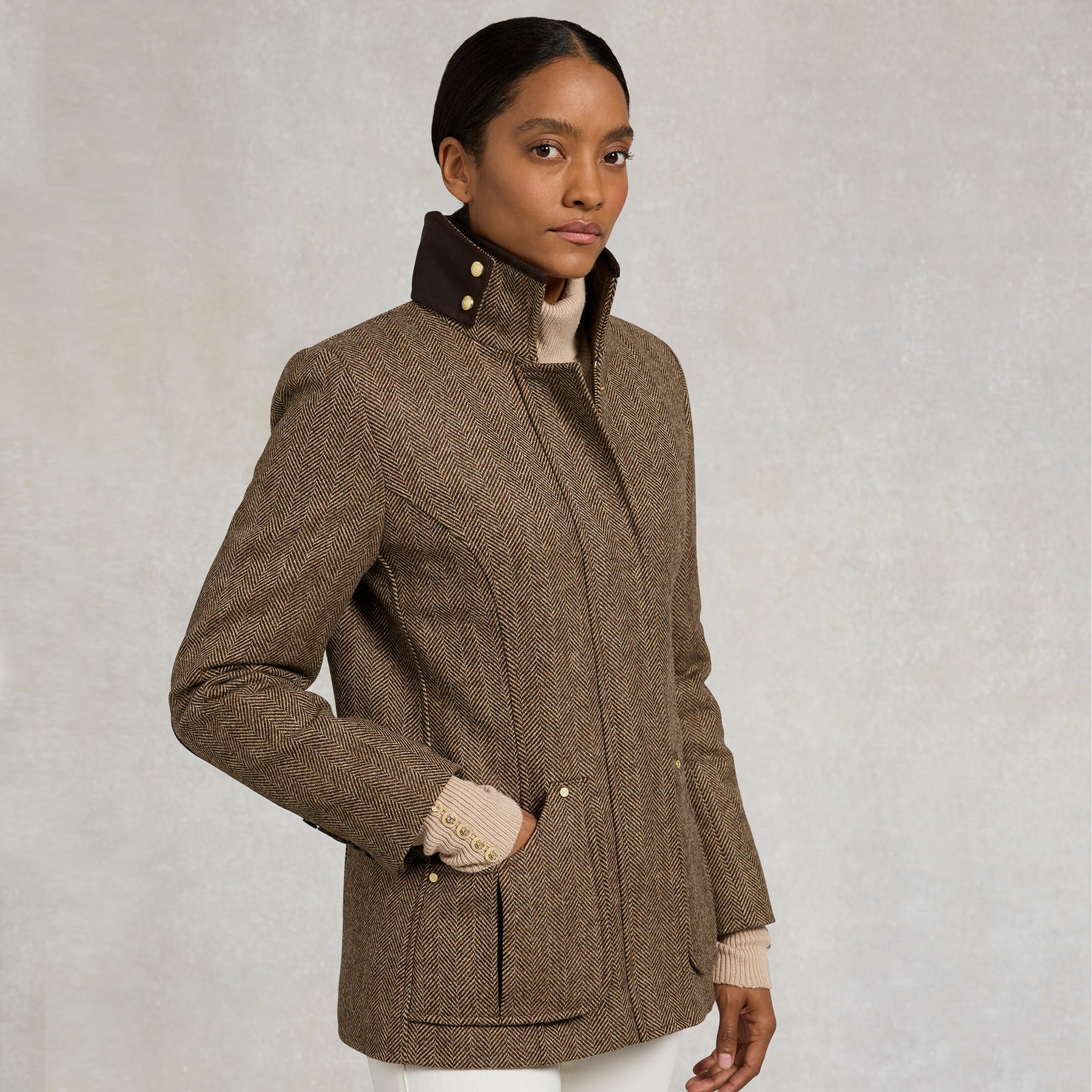 Holland Cooper Ladies Country Classic Jacket Large Scale Brown