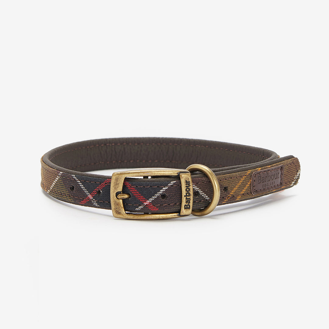 Barbour Tartan & Leather Dog Collar