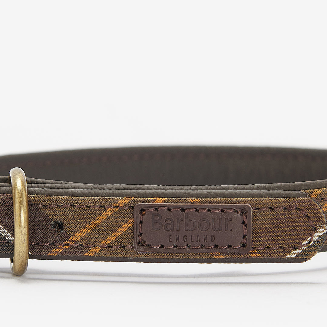 Barbour Tartan & Leather Dog Collar