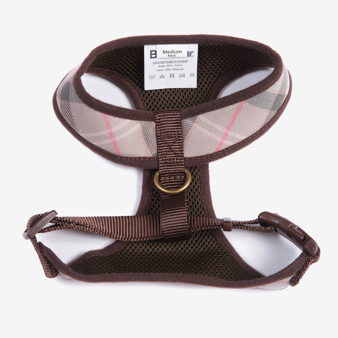 Barbour Tartan Dog Harness#Light Pink