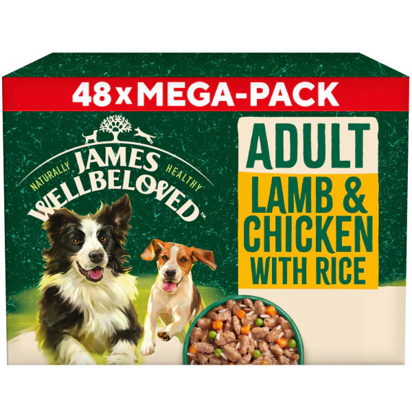 James Wellbeloved Adult Dog Pouches with Lamb, Chicken & Rice