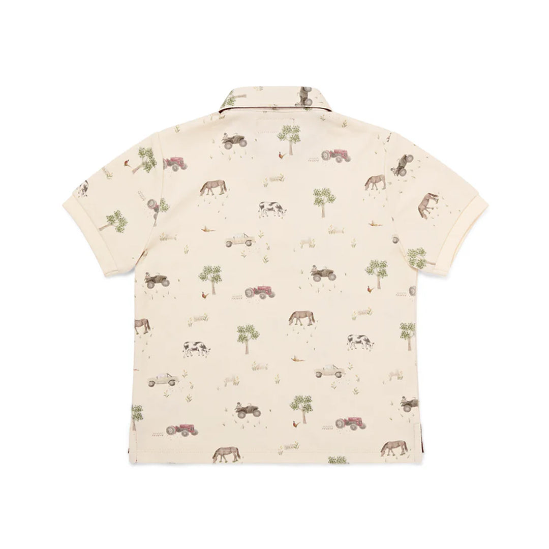 Eleanor Charles Boys The Farm Print Short Sleeved Polo Shirt