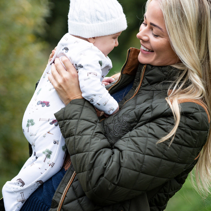 Eleanor Charles On The Farm Print Zip Sleepsuit