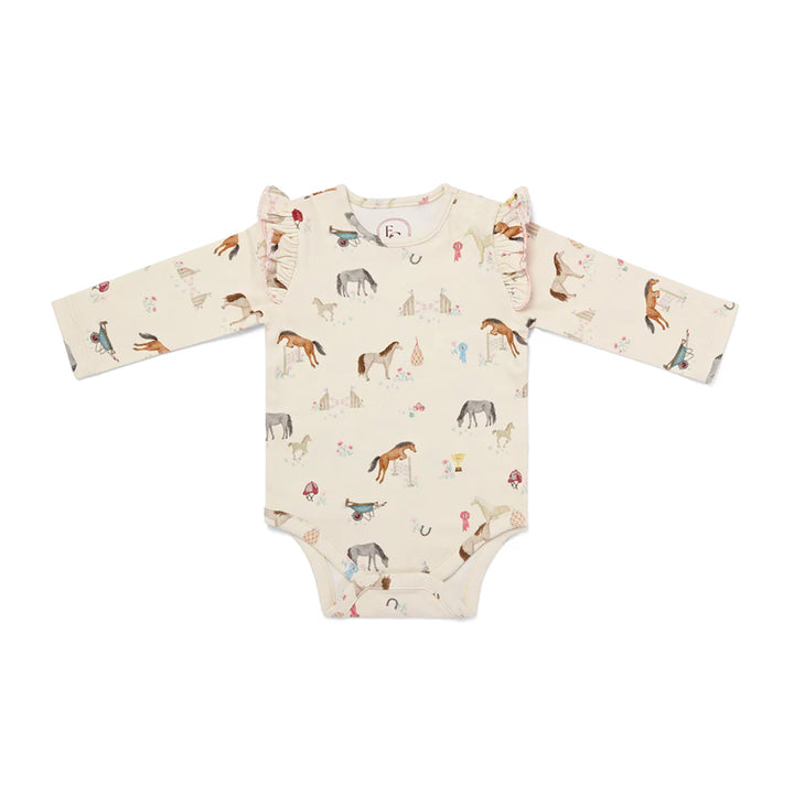 Eleanor Charles Baby The Pony Print Frill Bodysuit