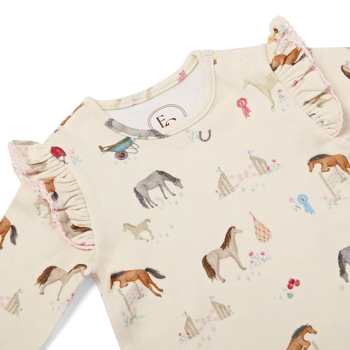 Eleanor Charles Baby The Pony Print Frill Bodysuit