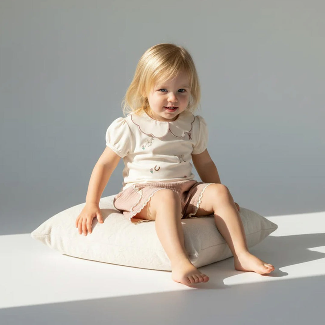 Eleanor Charles Girls The Pony Embroidered Puff Sleeve Top