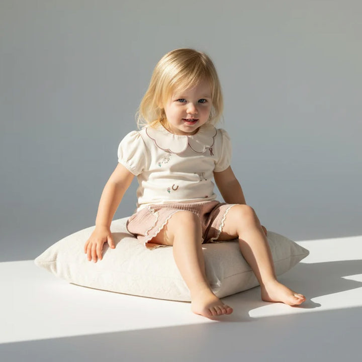 Eleanor Charles Girls The Pony Embroidered Puff Sleeve Top