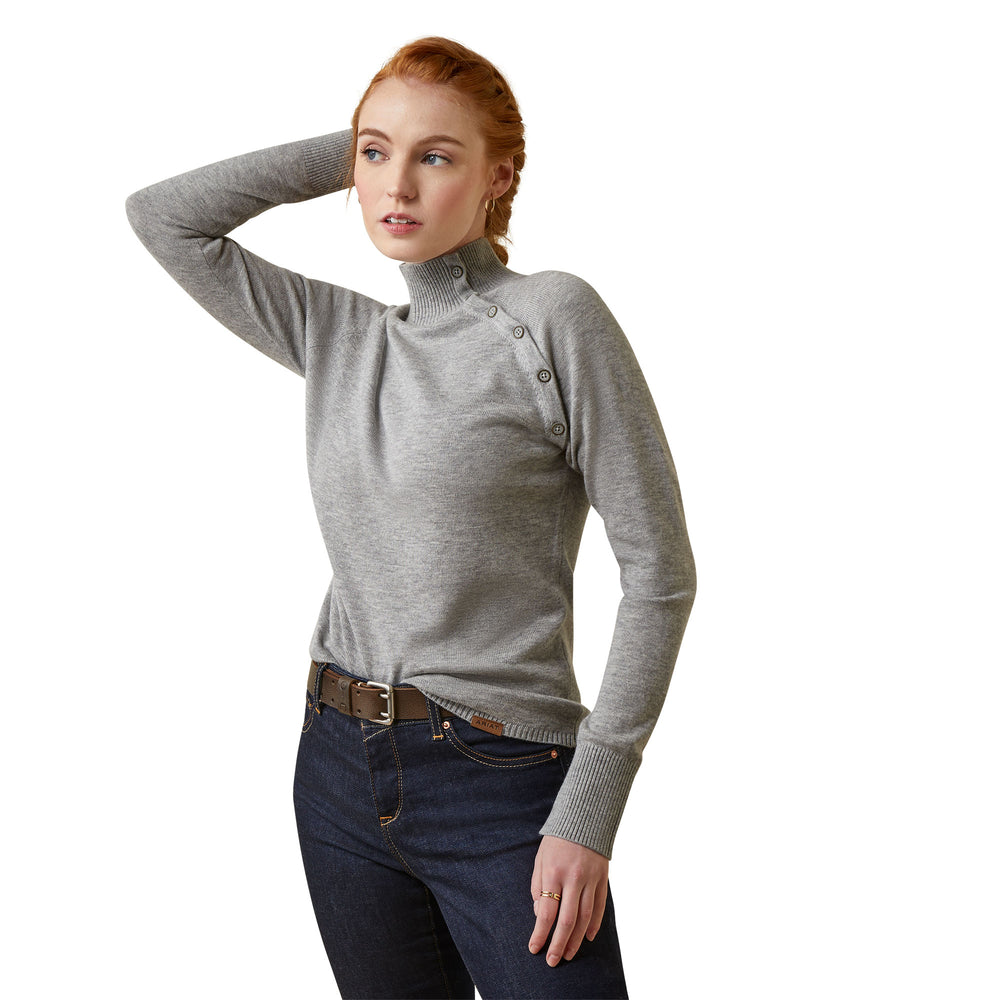 The Ariat Ladies Half Moon Bay Sweater in Light Grey#Light Grey