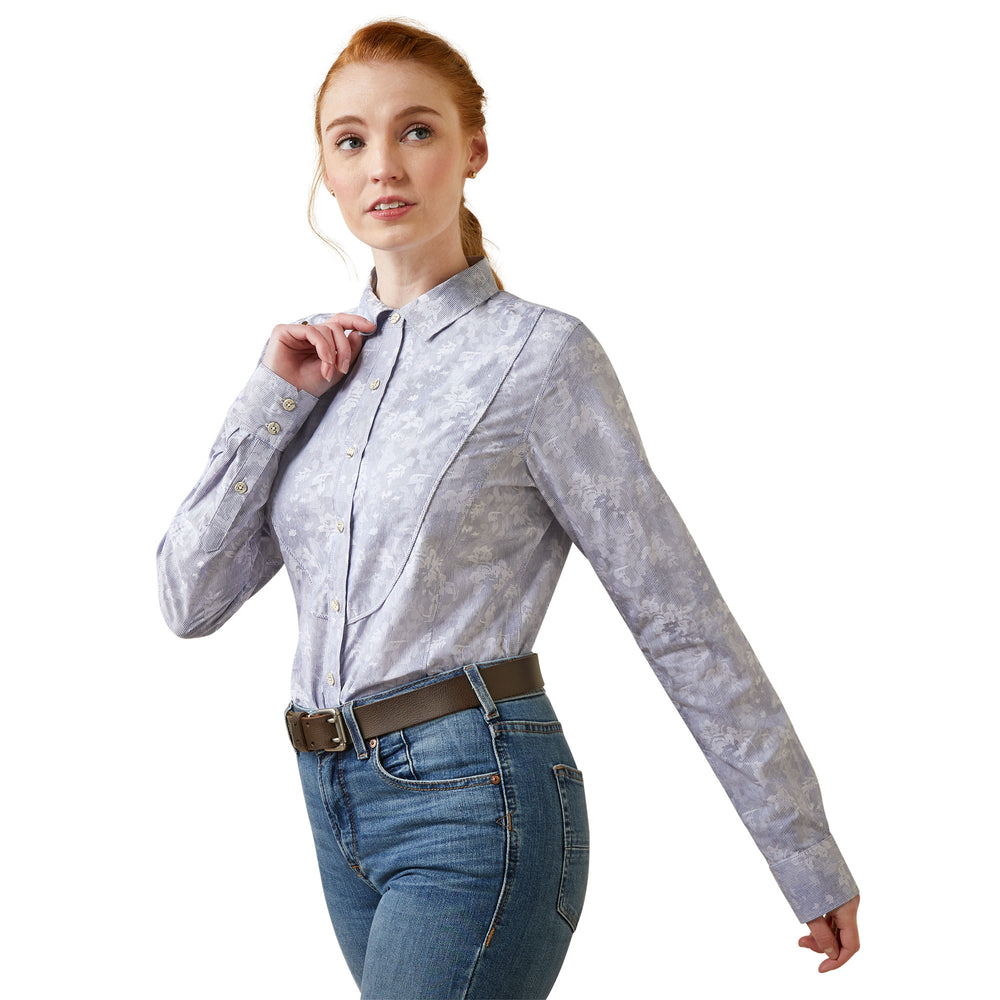 The Ariat Ladies Muir Long Sleeve Blouse in Blue Print#Blue Print