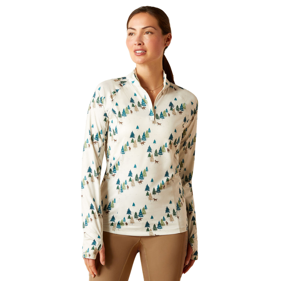 The Ariat Ladies Lowell 2.0 1/4 Zip Baselayer in Green#Green