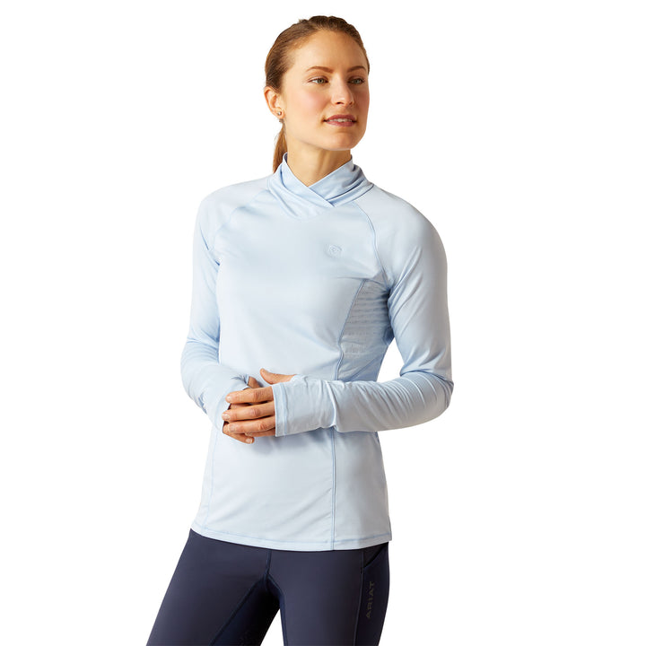 The Ariat Ladies Lowell Wrap Long Sleeve Baselayer in Light Blue#Light Blue