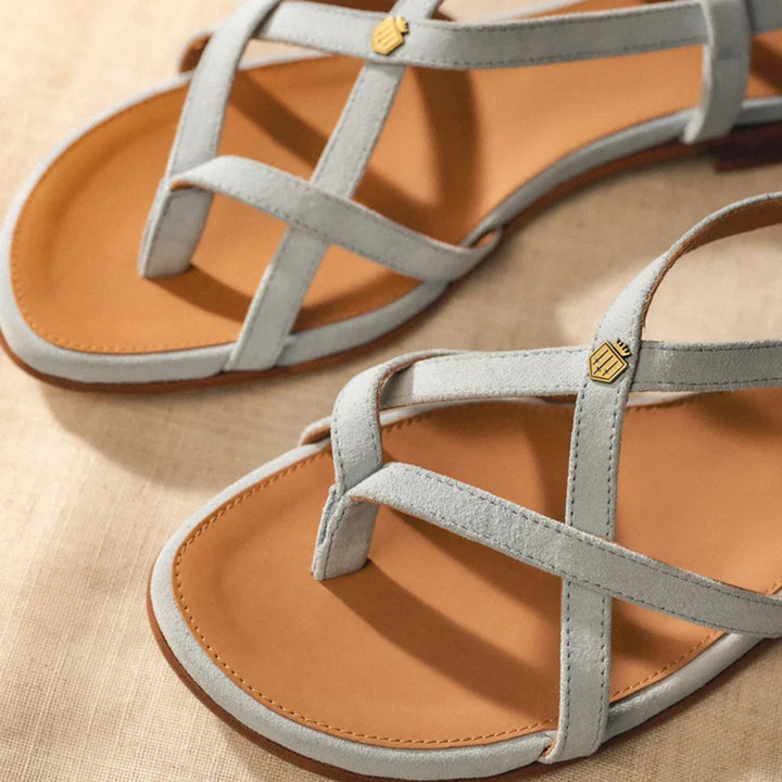 Fairfax & Favor Ladies Brancaster Sandal - Sky Blue Suede
