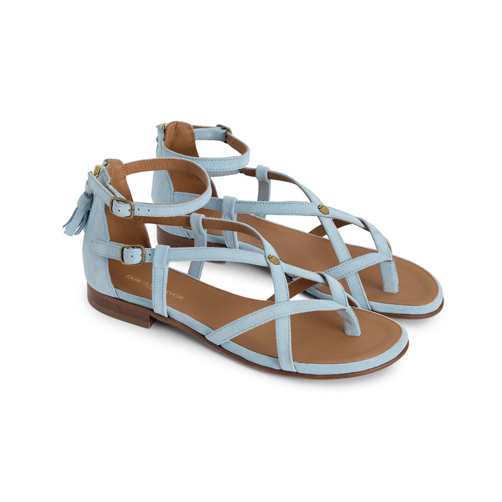 Fairfax & Favor Ladies Brancaster Sandal - Sky Blue Suede