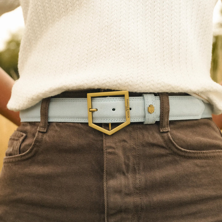 Fairfax & Favor Ladies Felbrigg Belt - Sky Blue Suede