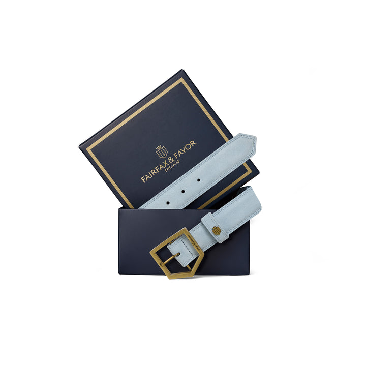 Fairfax & Favor Ladies Felbrigg Belt - Sky Blue Suede