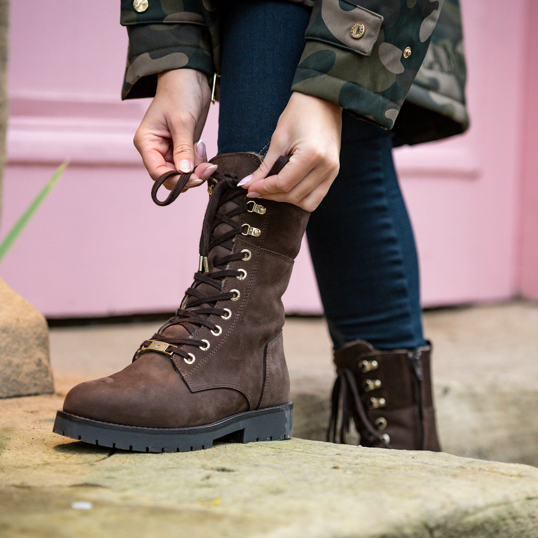 Fairfax & Favor Limited Edition Fog Nubuck Shearling Lined Anglesey Boot