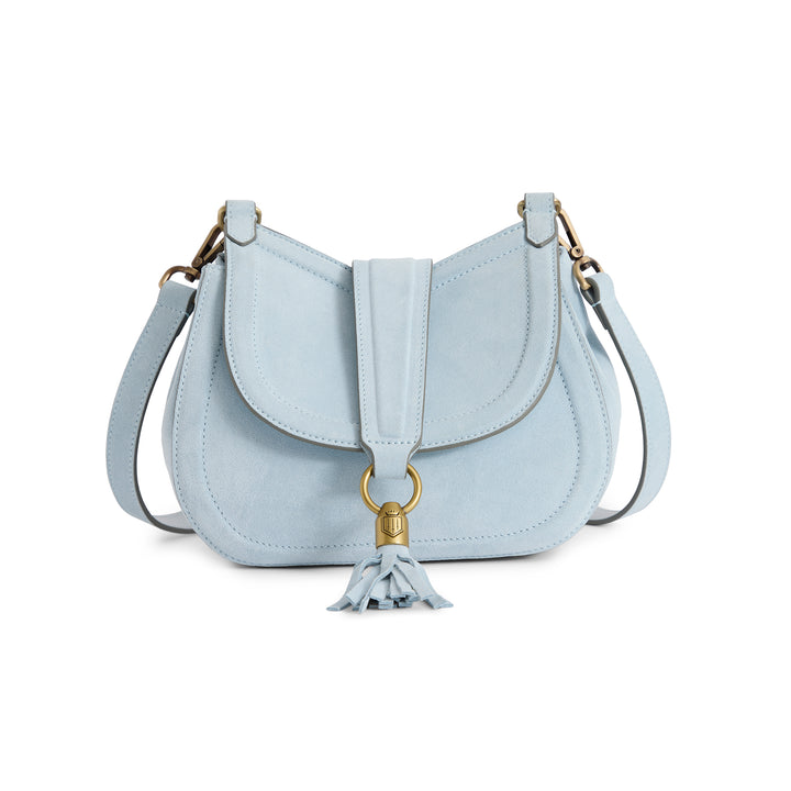 Fairfax & Favor Langham Messenger Bag - Sky Blue Suede
