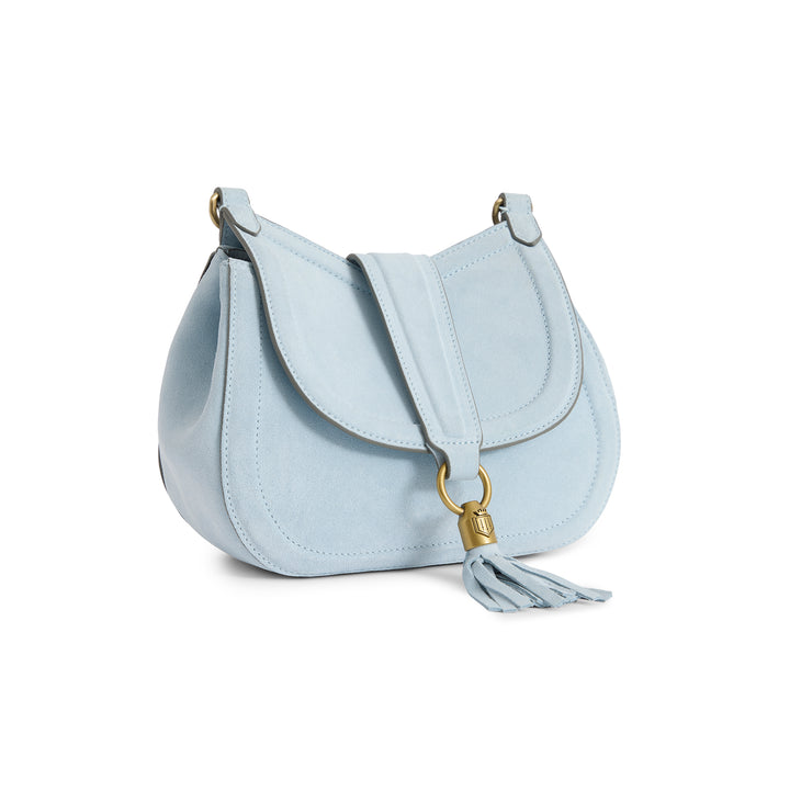 Fairfax & Favor Langham Messenger Bag - Sky Blue Suede