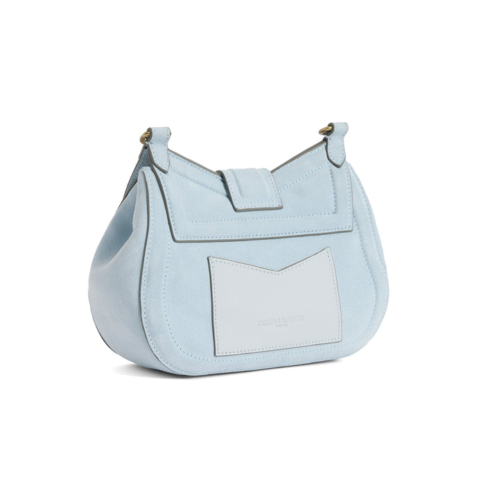 Fairfax & Favor Langham Messenger Bag - Sky Blue Suede