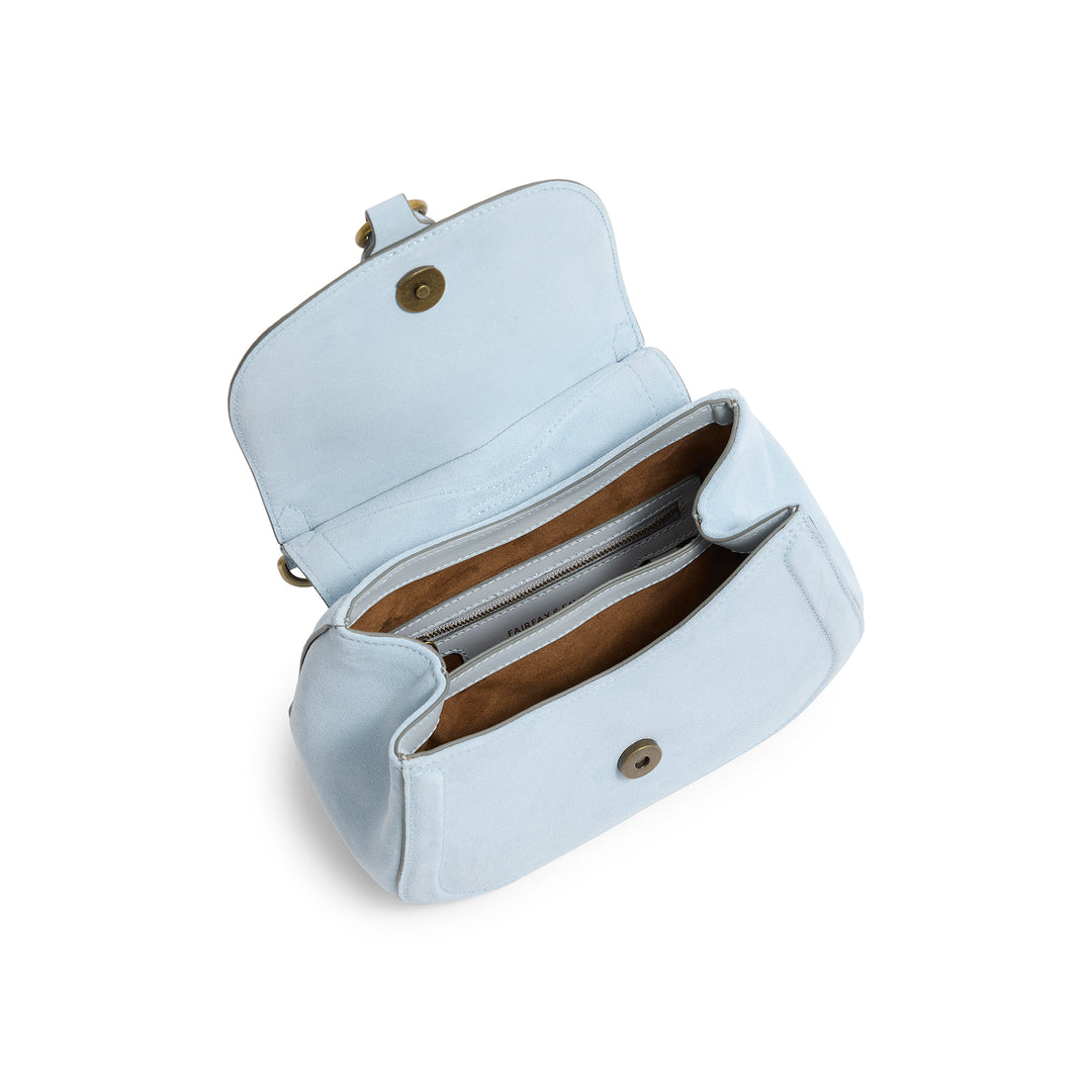 Fairfax & Favor Langham Messenger Bag - Sky Blue Suede