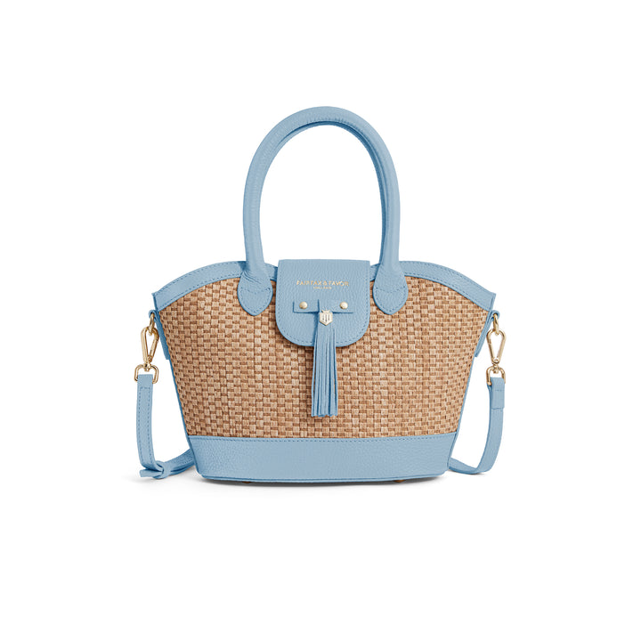 Fairfax & Favor Mini Windsor Basket Bag - Sky Blue Leather