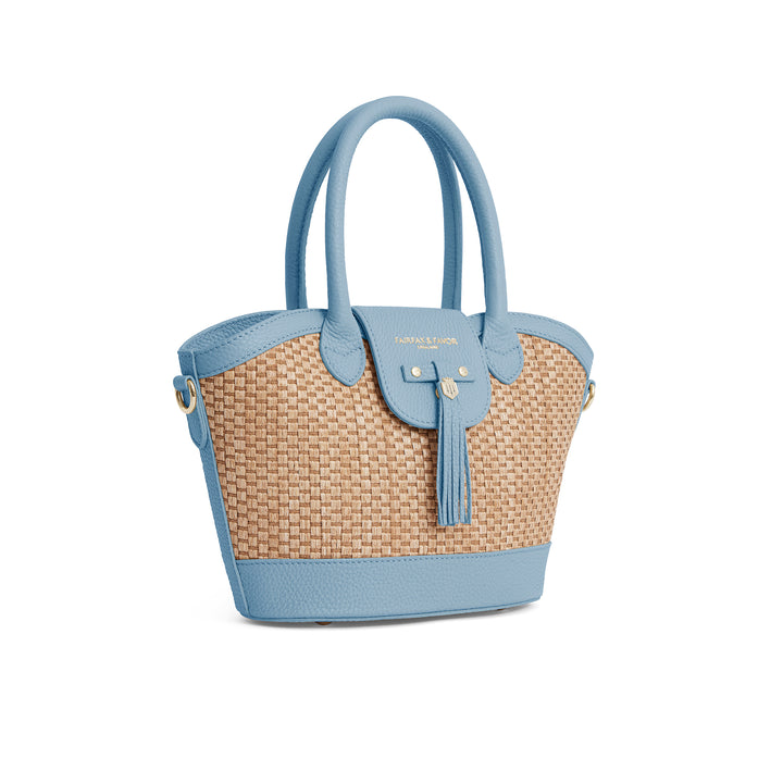 Fairfax & Favor Mini Windsor Basket Bag - Sky Blue Leather