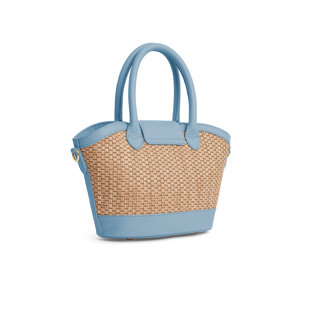 Fairfax & Favor Mini Windsor Basket Bag - Sky Blue Leather